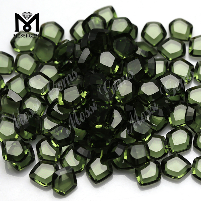 prezzo all\'ingrosso del vetro sintetico della pietra di vetro verde di forma esagonale 9x10mm