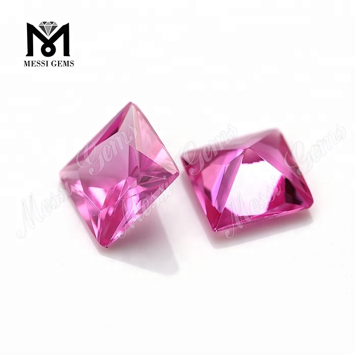 #2 pietre sintetiche in corindone rosa rubino taglio principessa per l\'impostazione di gioielli