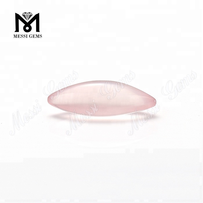 Pietre preziose di quarzo rosa naturale a forma di cabochon da 10 * 19 mm