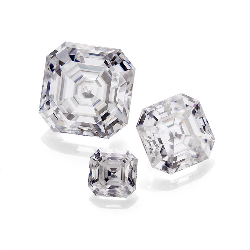 Gemme di diamanti sciolti Pietre di diamante moissanite taglio Asscher per fede nuziale