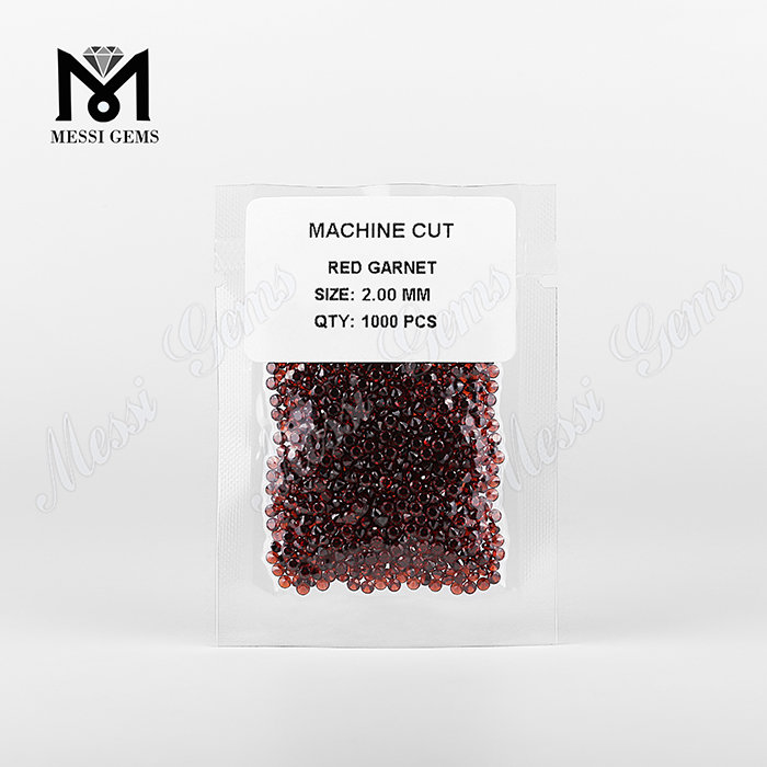 Pietra preziosa di granato rosso naturale da 2 mm con taglio brillante rotondo