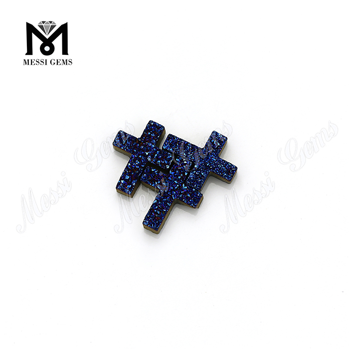 pietra druzy agata blu naturale a forma di croce all\'ingrosso dalla Cina