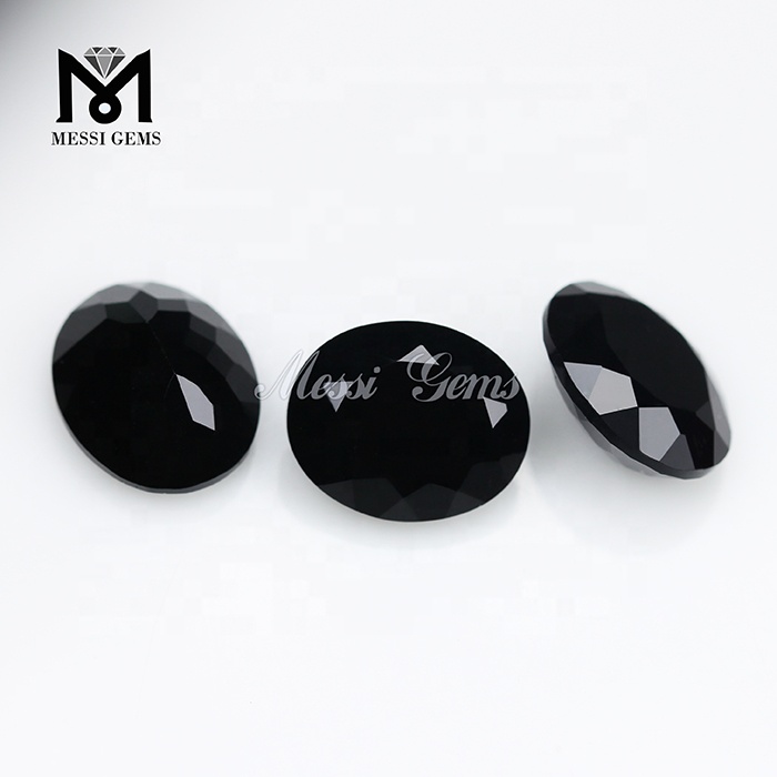 Gemme di pietra di vetro di colore nero con taglio ovale Cina 7x9mm