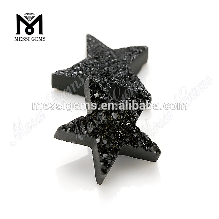 Agata Druzy naturale a forma di stella con placcatura nera