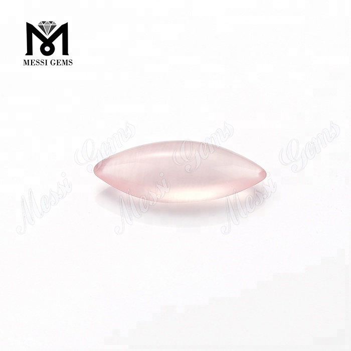 Pietre preziose di quarzo rosa naturale a forma di cabochon da 10 * 19 mm