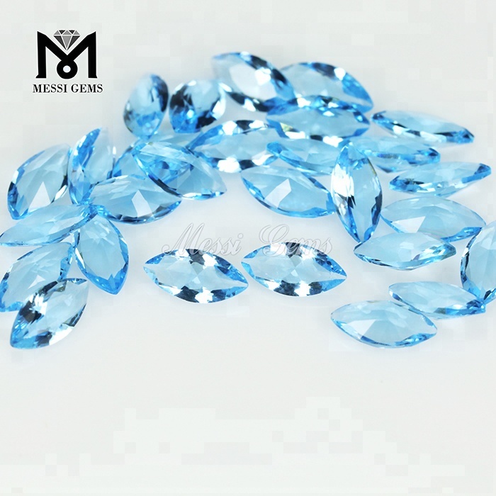 Gemme sfaccettate in vetro blu chiaro Marquise 3 x 6 mm