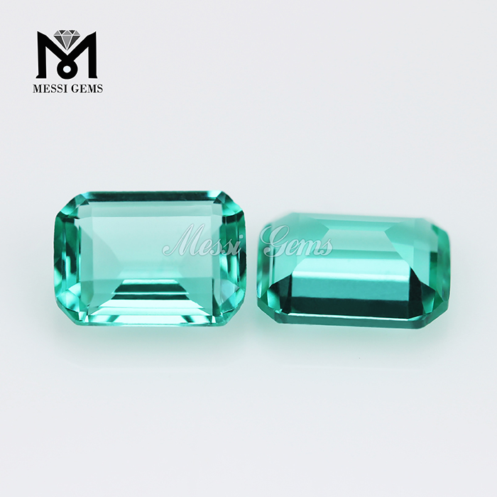 Pietre sciolte 6 * 8mm Pietra di vetro tagliata smeraldo per gioielli in argento in lega di rame