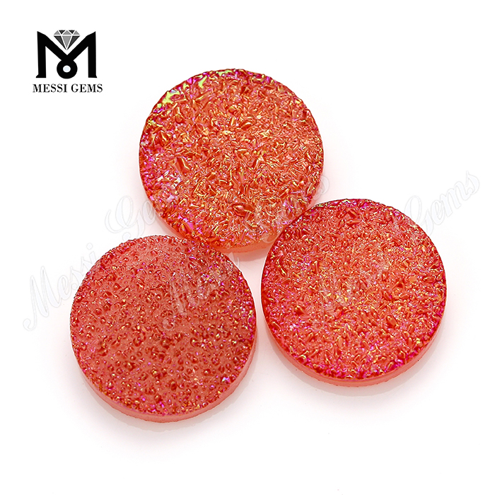 Perle di pietra Druzy Forma rotonda Colore rosso Pietre preziose naturali di agata Druzy MG-DR027