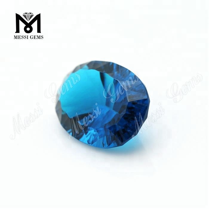 Pietra preziosa di vetro blu sintetica a taglio concavo all\'ingrosso 15x20