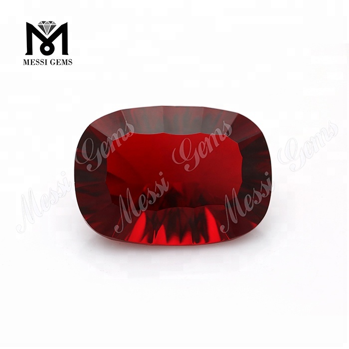 Prezzo di fabbrica di Wuzhou Cuscino d'arte lapidaria con taglio concavo Pietre di vetro di colore rosso