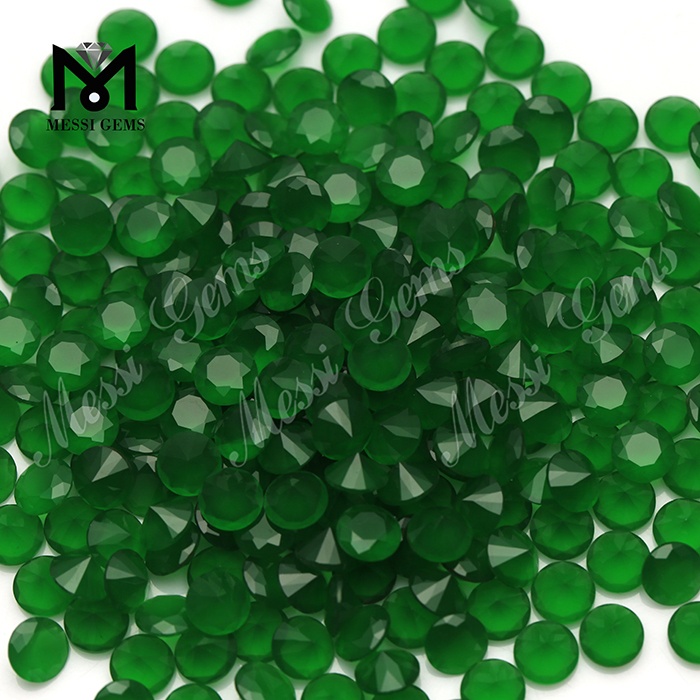 Perla di pietra preziosa allentata verde smeraldo rotonda da 7,0 mm tagliata a macchina all\'ingrosso per gioielli