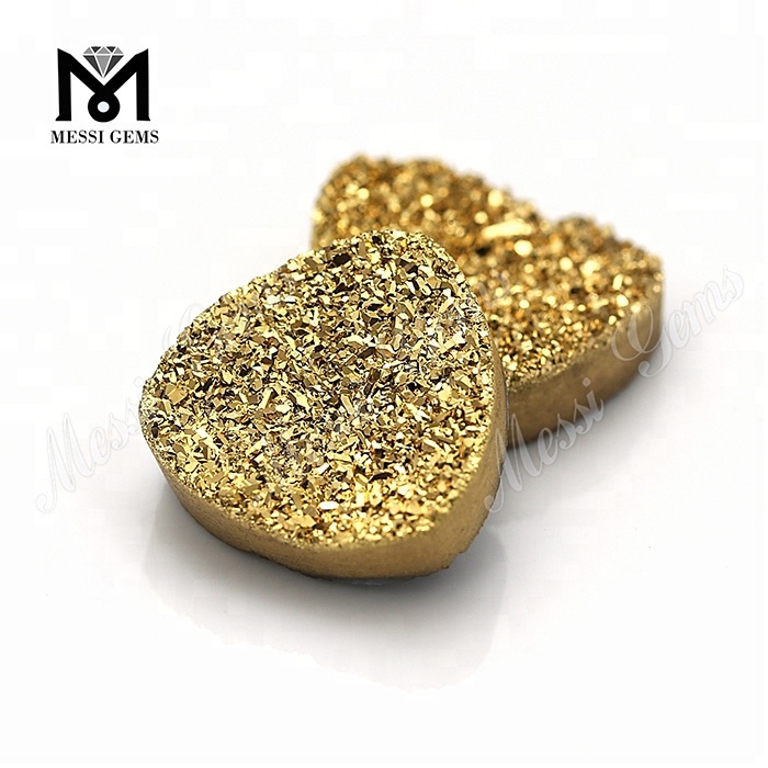 pietra preziosa di agata druzy naturale d'oro all'ingrosso tagliata a trilioni