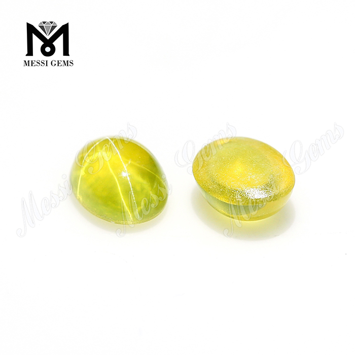 Prezzo di fabbrica Zaffiro sintetico Star Stone ovale Cabochon Zaffiro giallo