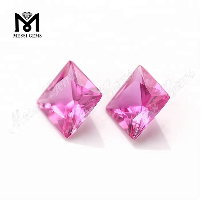 #2 pietre sintetiche in corindone rosa rubino taglio principessa per l\'impostazione di gioielli