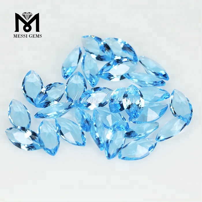 Gemme sfaccettate in vetro blu chiaro Marquise 3 x 6 mm