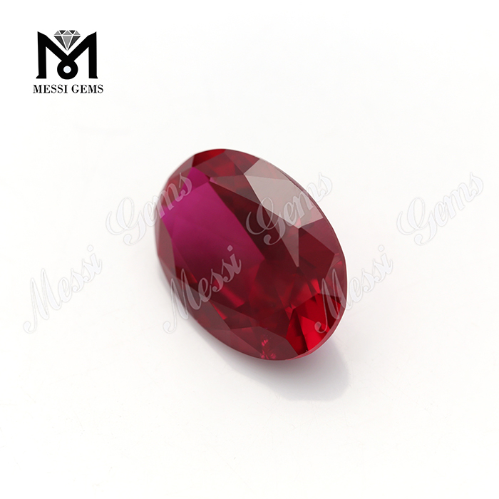 Pietre preziose di rubino rosso ovale tagliate a macchina Rubini artificiali sintetici per la creazione di gioielli