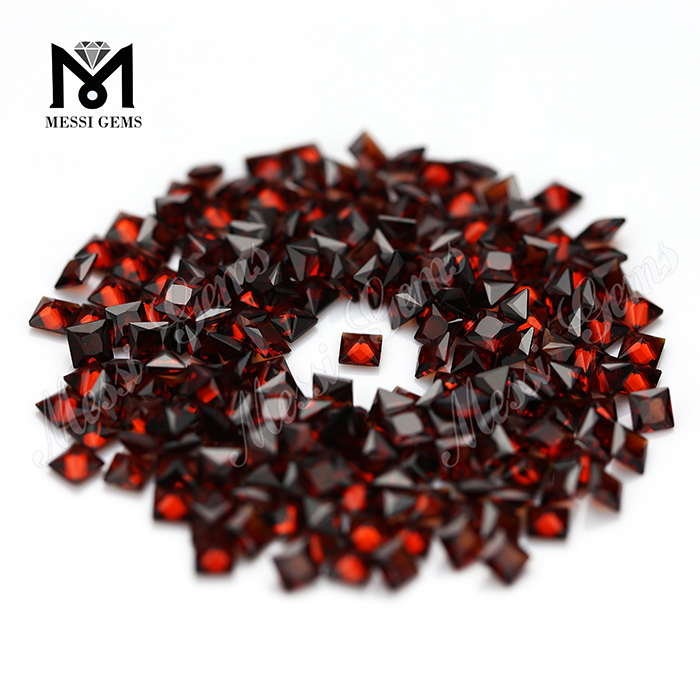3 x 3 mm di pietre preziose pulite con taglio a principessa granato rosso naturale