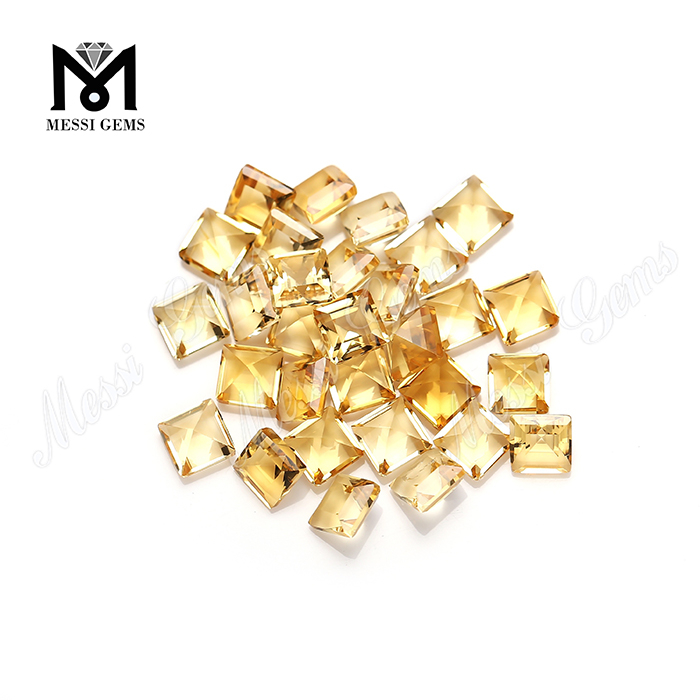 Pietre sfuse di quarzo naturale citrino di forma quadrata 5x5 mm da stock
