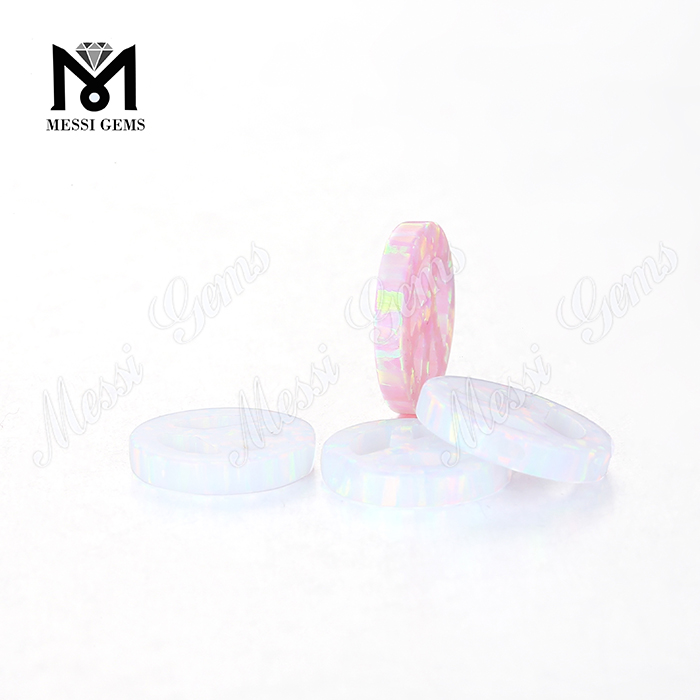 pietre preziose a forma di pace a forma di pietre opali sintetiche cabochon di colore rosa