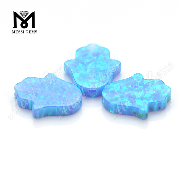 Lab creato a forma di mano opale 11x13 mm sintetico opale blu opale di fuoco Hamsa