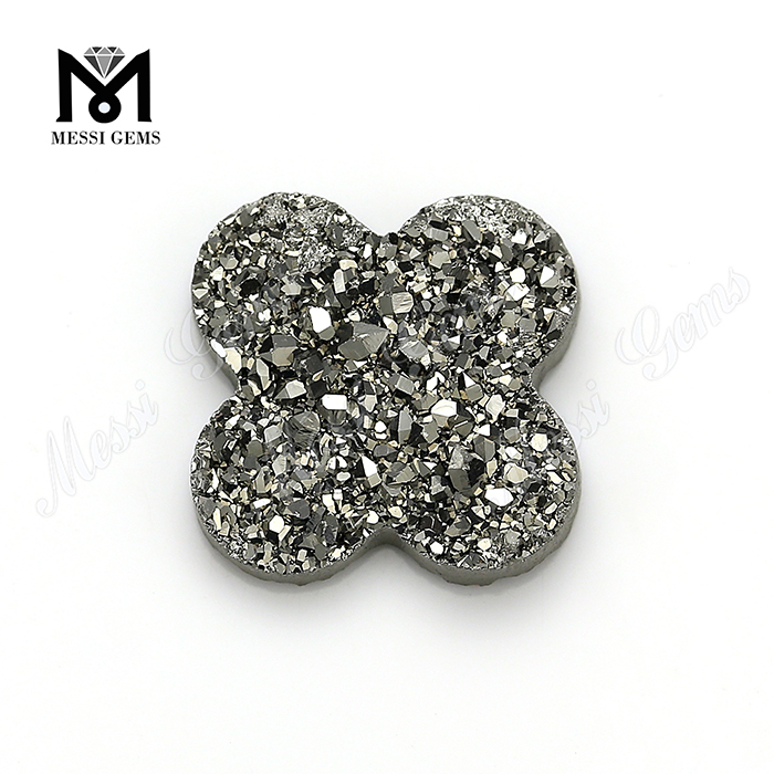 Trifogli da 14 mm pietra druzy argento sciolta, druzy all'ingrosso