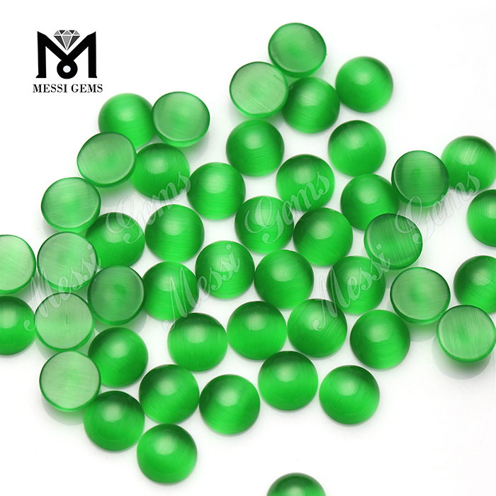 Cabochon tondo da 10 mm in pietra di vetro occhio di gatto verde acqua