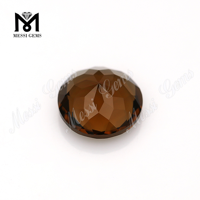 pietre rotonde in vetro sfaccettato al quarzo cognac di grandi dimensioni da 12 mm