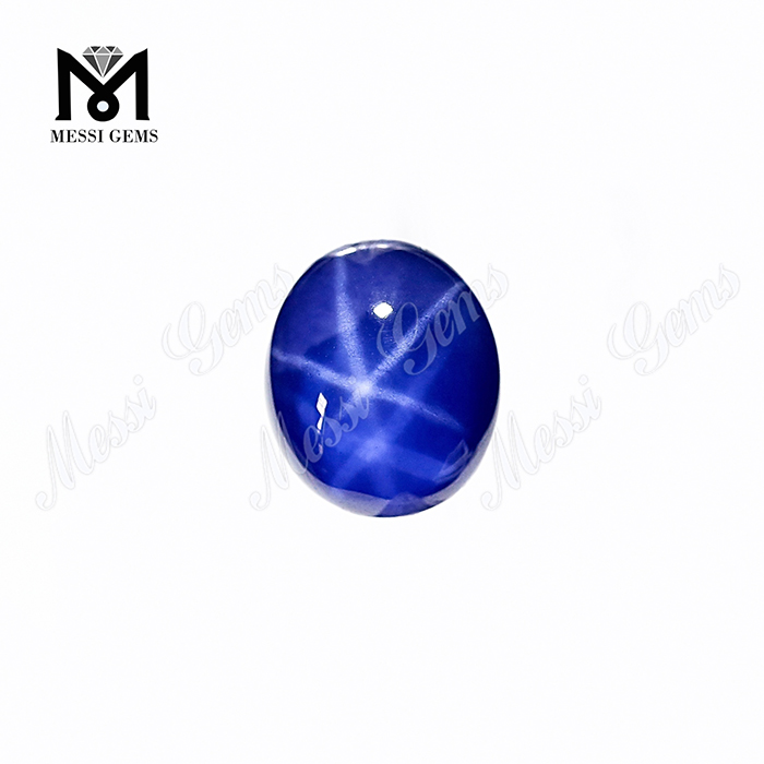 Pietra ovale con zaffiro a stella piatta e cabochon con zaffiro blu