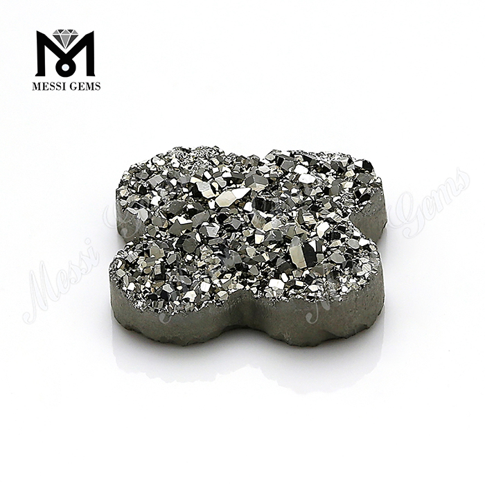 Trifogli da 14 mm pietra druzy argento sciolta, druzy all'ingrosso