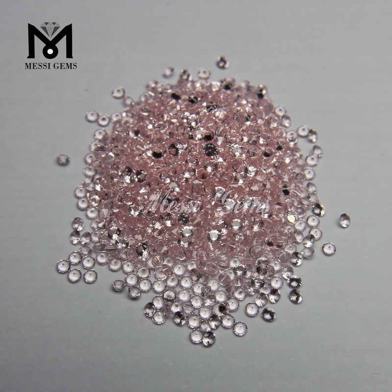 Wuzhou Factory Loose Round Shape 1.5mm Pietra rosa trasparente con gemme nano