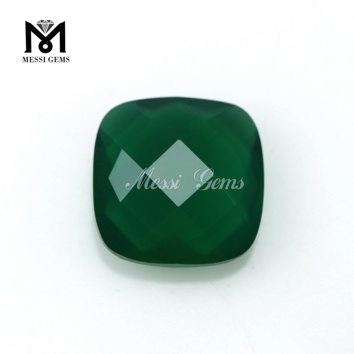 Cuscino in pietra sfaccettata sfaccettata 10 x 10 mm con gemma di agata smeraldo