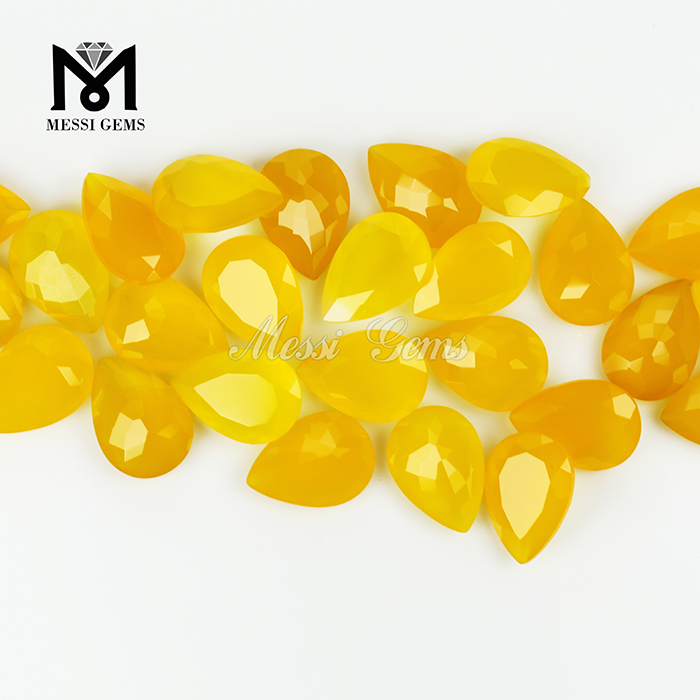 Pietre preziose di agata gialla 10x14 mm con taglio a pera