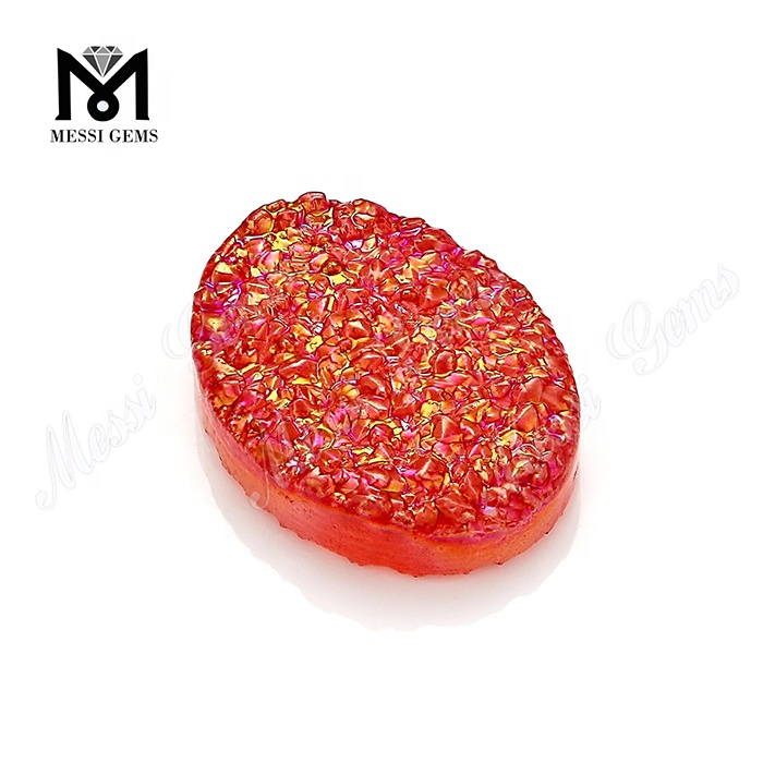Prezzo di fabbrica Colore rosso Forma ovale Pietra cabochon di agata druzy naturale