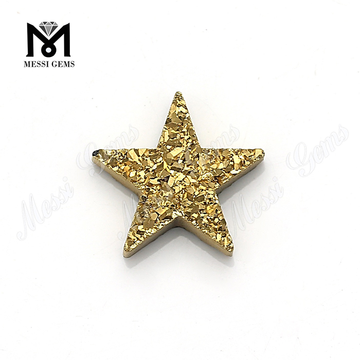 Moda Druzy Star Cut Druzy Agate 24K Gold Natural Druzy Stone