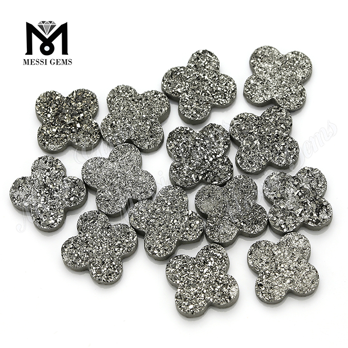 Trifogli da 14 mm pietra druzy argento sciolta, druzy all'ingrosso