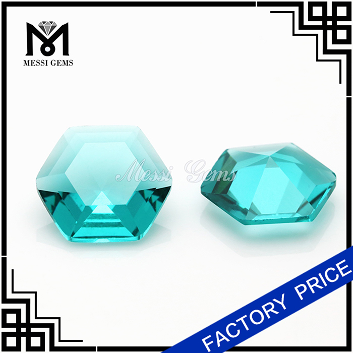 Gemme di vetro di cristallo verde pietra gemma di vetro a forma esagonale