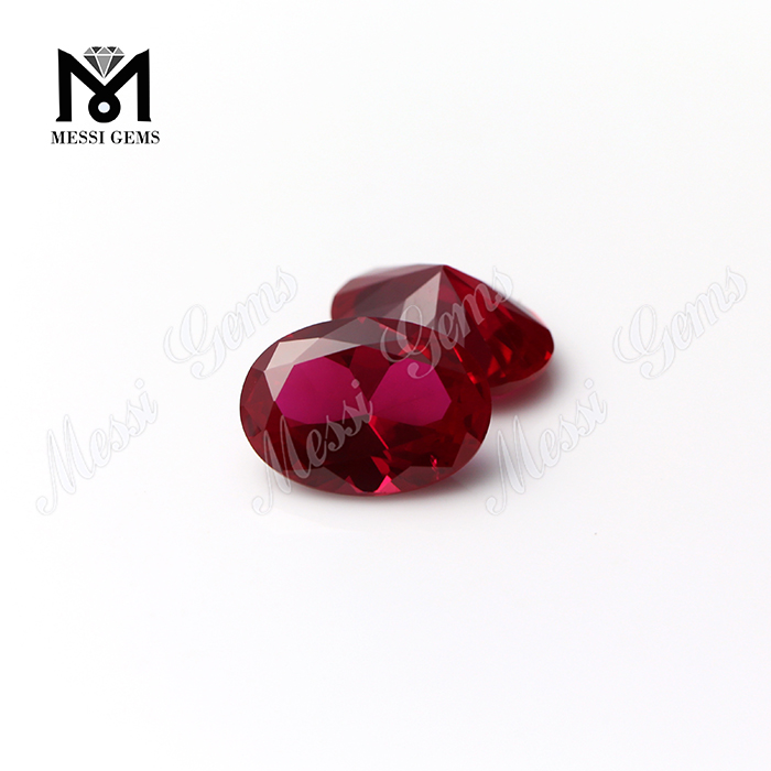 Pietre preziose di rubino rosso ovale tagliate a macchina Rubini artificiali sintetici per la creazione di gioielli