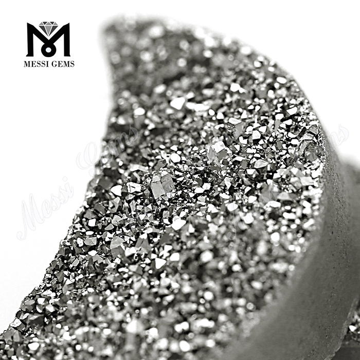 Pietra naturale dell\'agata di Druzy di colore argento all\'ingrosso per la fabbricazione di gioielli