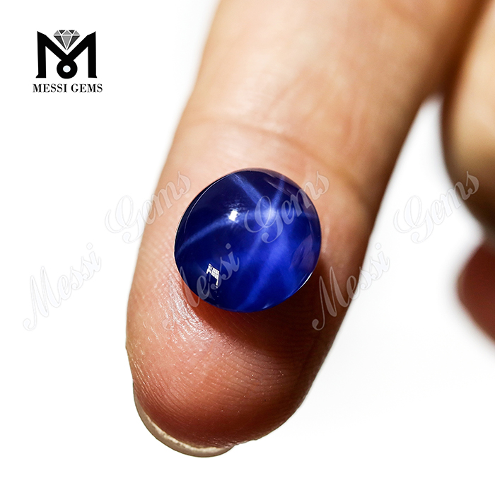 Zaffiro a stella blu con zaffiro di forma ovale da 7 x 9 mm per anello