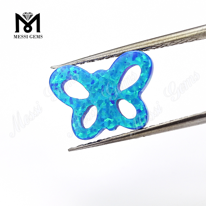 Pietra sintetica di gemme opale a farfalla piatta blu opale doppia