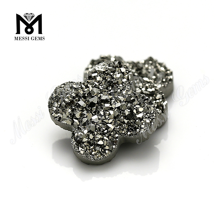 Trifogli da 14 mm pietra druzy argento sciolta, druzy all'ingrosso
