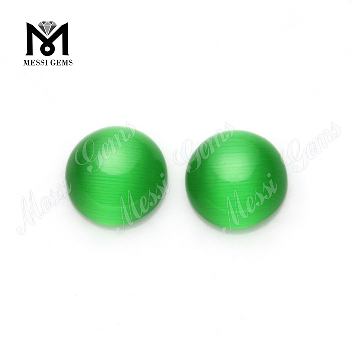 Cabochon tondo da 10 mm in pietra di vetro occhio di gatto verde acqua