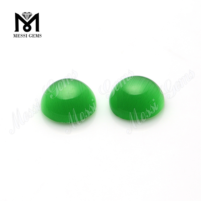 Cabochon tondo da 10 mm in pietra di vetro occhio di gatto verde acqua