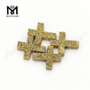 Prezzo di fabbrica Pietra druzy naturale a forma di croce in oro 24 carati