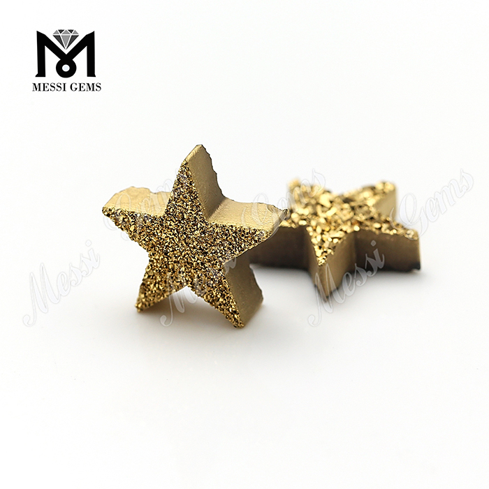 Moda Druzy Star Cut Druzy Agate 24K Gold Natural Druzy Stone