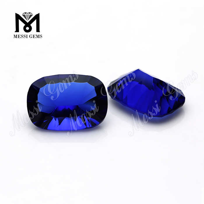 Vetro sintetico con taglio concavo in zaffiro blu 13x18MM Russ
