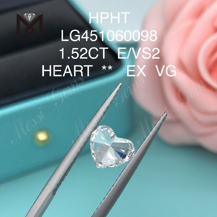 Diamante coltivato in laboratorio HEART BRILLIANT E VS2 HPHT da 1,52 carati