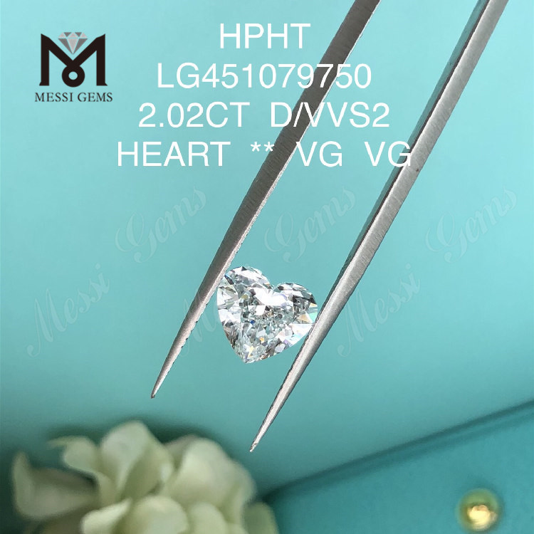 2,02 carati D VVS2 HEART BRILLIANT Diamanti da laboratorio HTHP