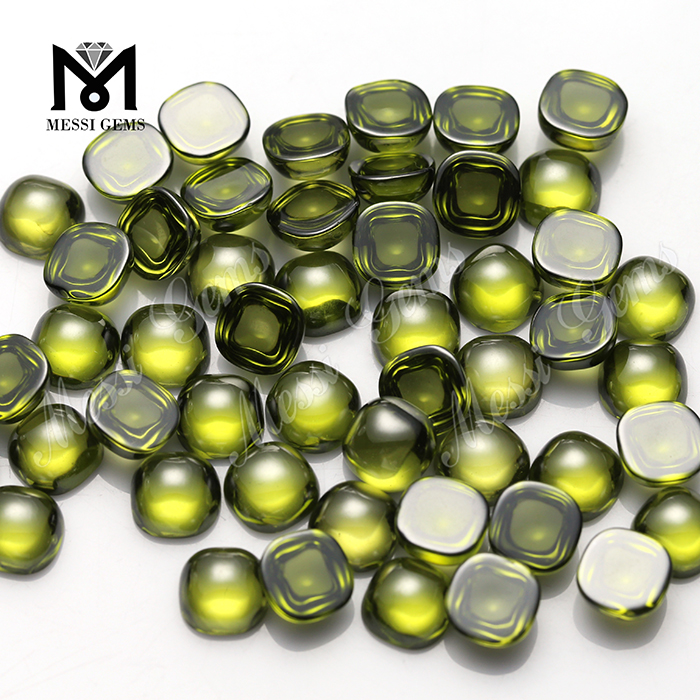 Olive color play or fire Cushion-CAB cubic zirconia prezzo all\'ingrosso 10x10mm