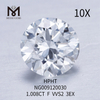 Diamante rotondo realizzato in laboratorio da 1,008 carati VVS2 F di forma rotonda